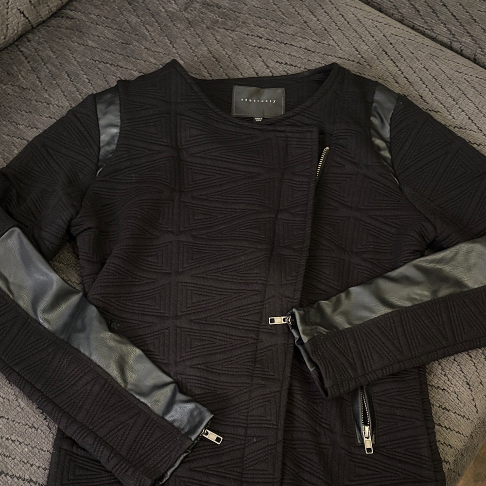 Sanctuary Black Jacket with Leather Accents